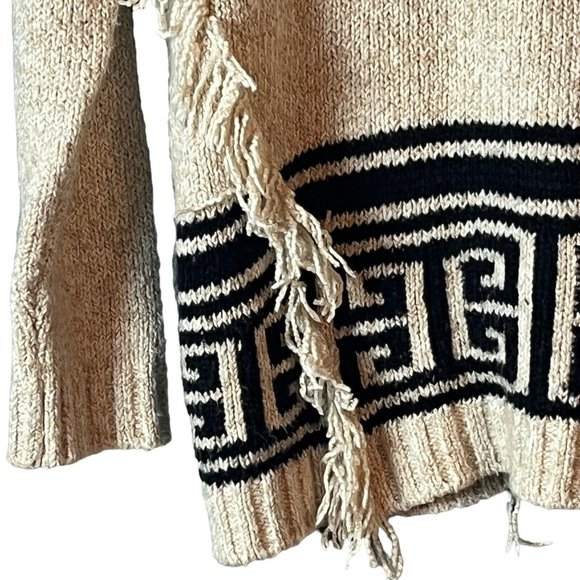 Kensie Fuzzy Mixed Media Cowl Neck Sweater Aztec Southwestern Fern Combo Size S - Picture 4 of 9